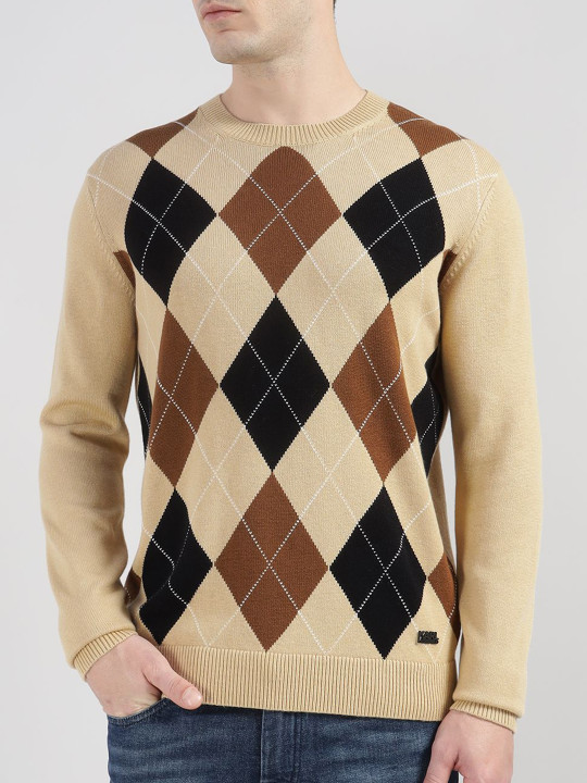 Men Geometric Printed Pullover Sweater